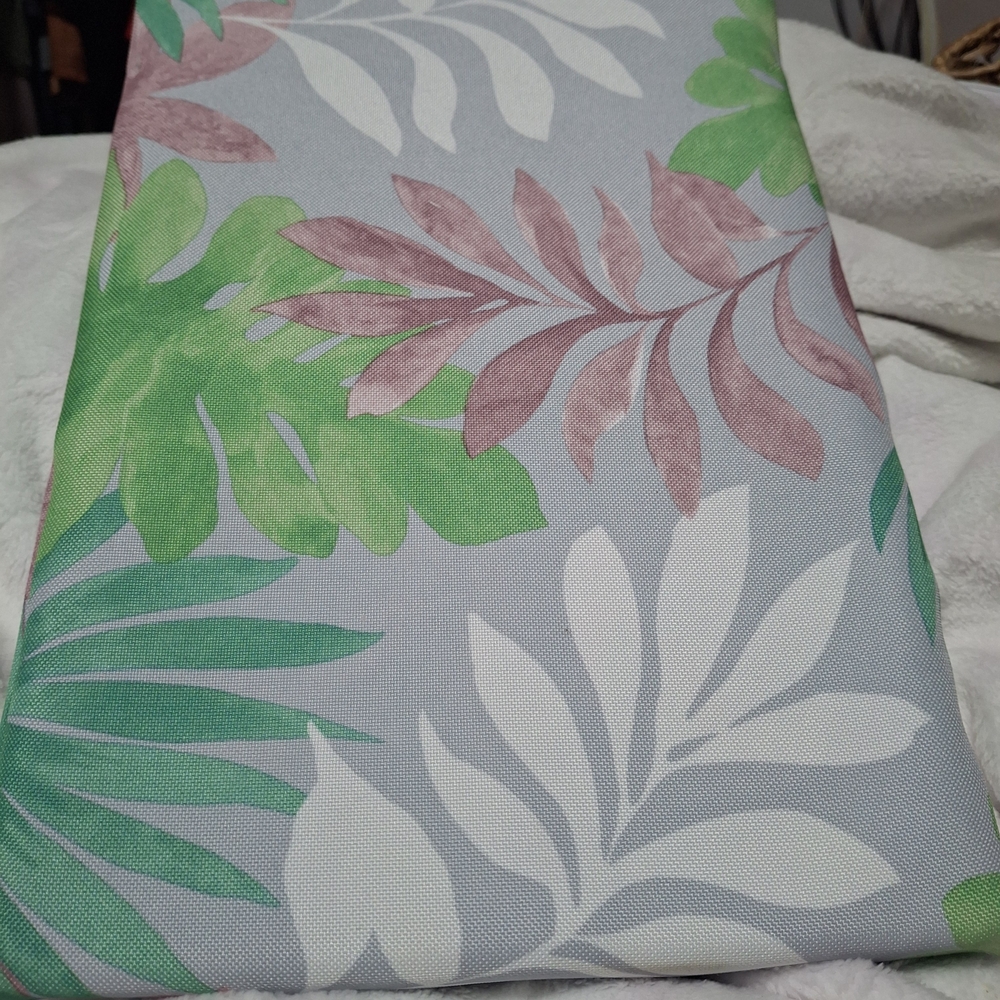 Leaf Patterned Fabric in Green and Pink